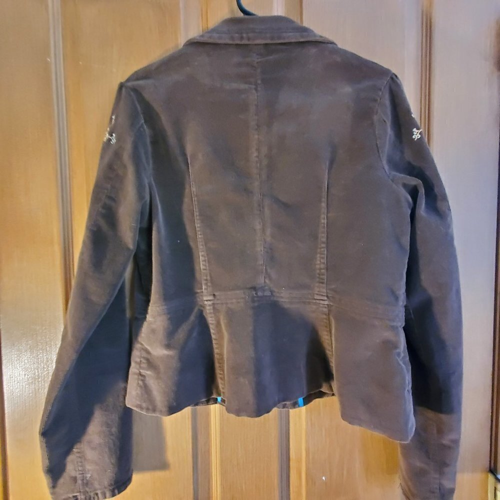 Jacket Lightweight Brown Corduroy with Floral Embroidery Women's Size Large EUC - Picture 7 of 9